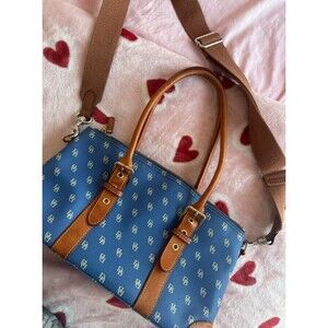 DOONEY & BOURKE Blue Monogram Pebbled Satchel